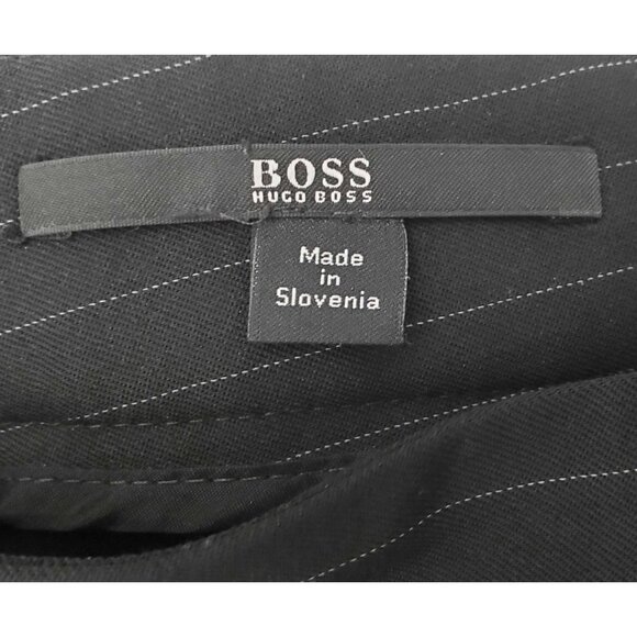 Hugo Boss Women's 2 Piece Black Pin Stripe Business Pant Power Suit Blazer 12 - Picture 14 of 15